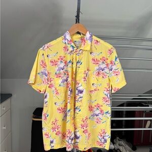 J. Crew Yellow Floral Short-Sleeve Button-Down Shirt